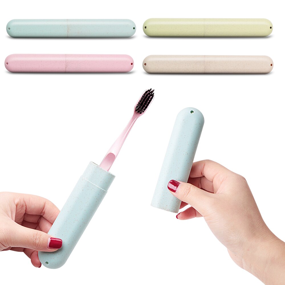 Health Tooth Brushes Protector Portable Travel Toothbrush Box Toothbrush Tube Cover Case Wheat Straw 1pc Dustproof 4